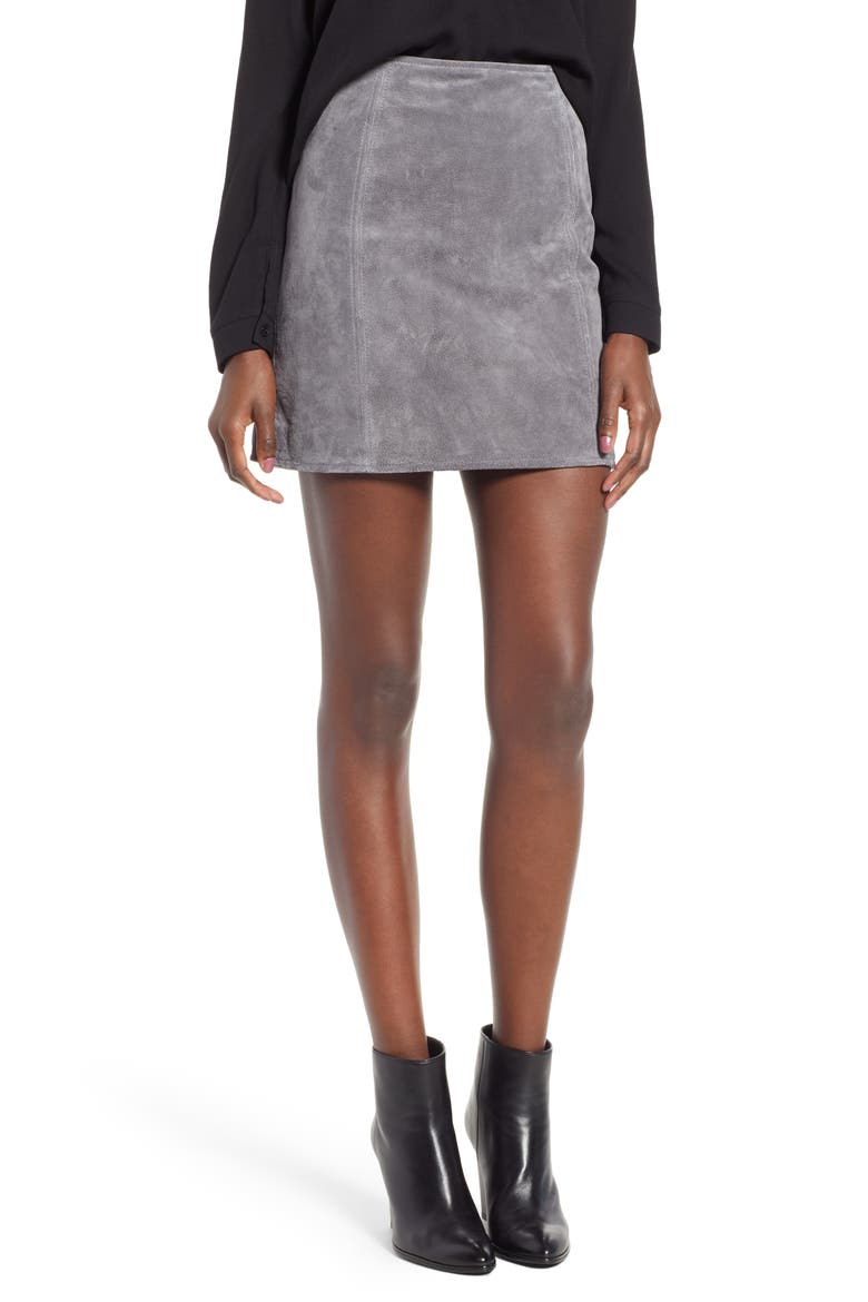 A-Line Suede Skirt, Main, color, SILVER SCREEN
