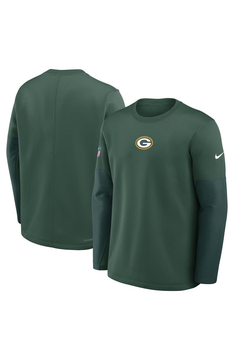Nike Men's Nike Green Green Bay Packers Sideline Coach Therma-FIT Long Sleeve T-Shirt, Alternate, color, Green