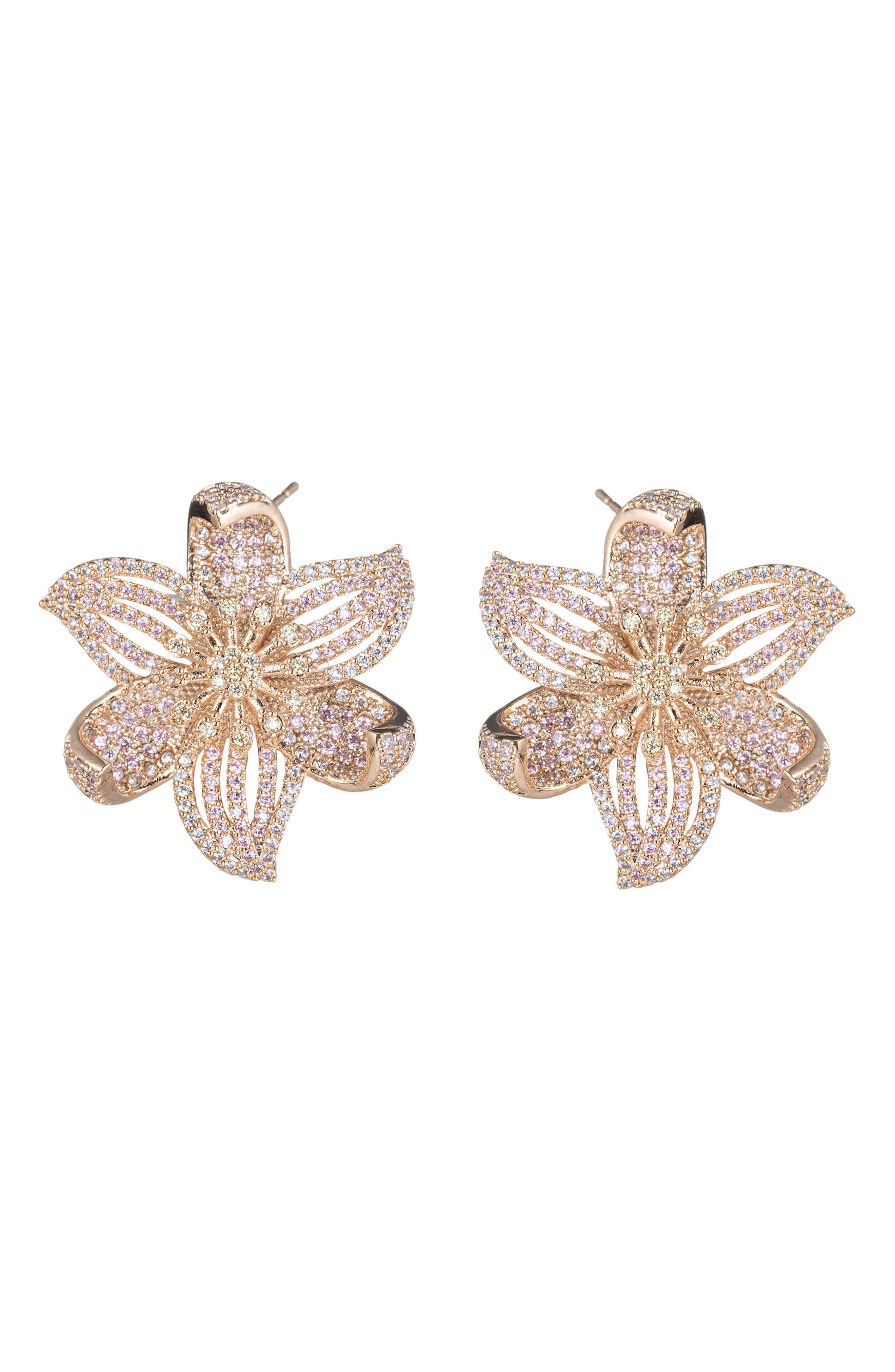 EYE CANDY LOS ANGELES Luo Floral CZ Stud Earrings