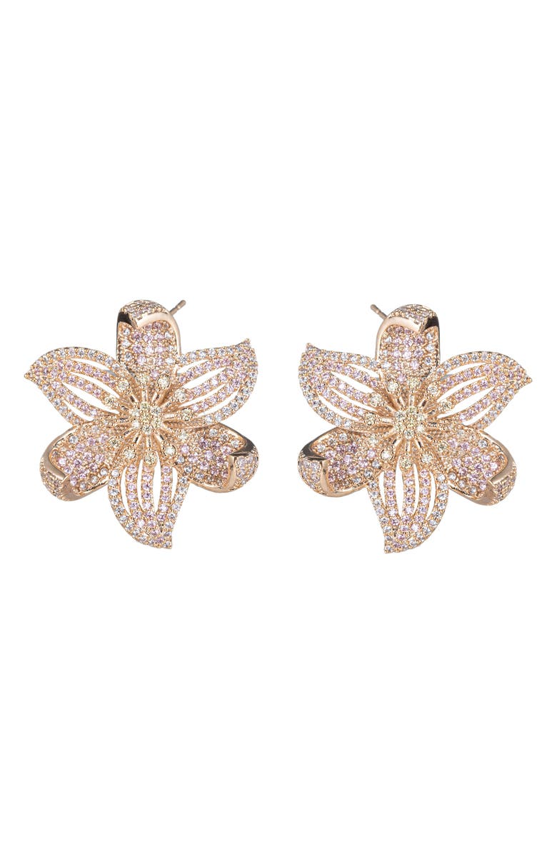 EYE CANDY LOS ANGELES Luo Floral CZ Stud Earrings, Main, color,