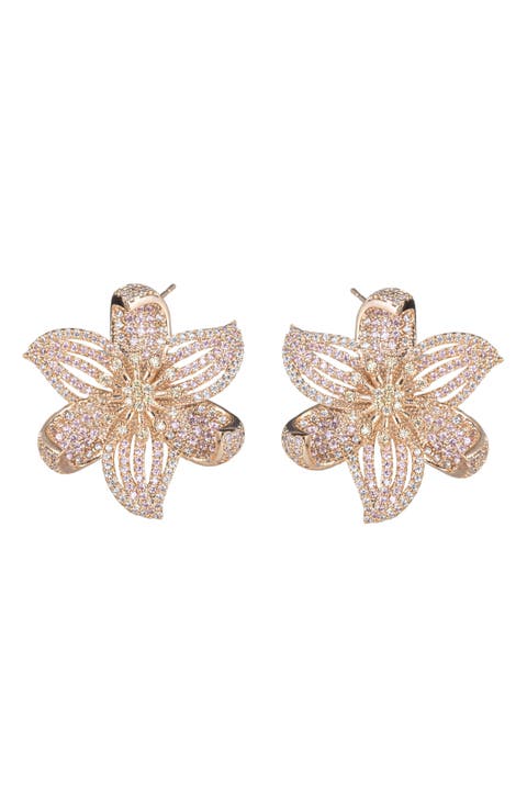 Luo Floral CZ Stud Earrings