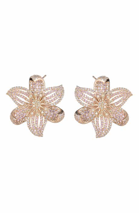 EYE CANDY LOS ANGELES Luo Floral CZ Stud Earrings