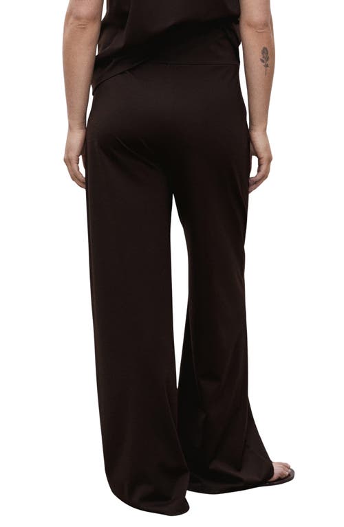 Mango Fine Knit Wide Leg Maternity Pants In Chocolate