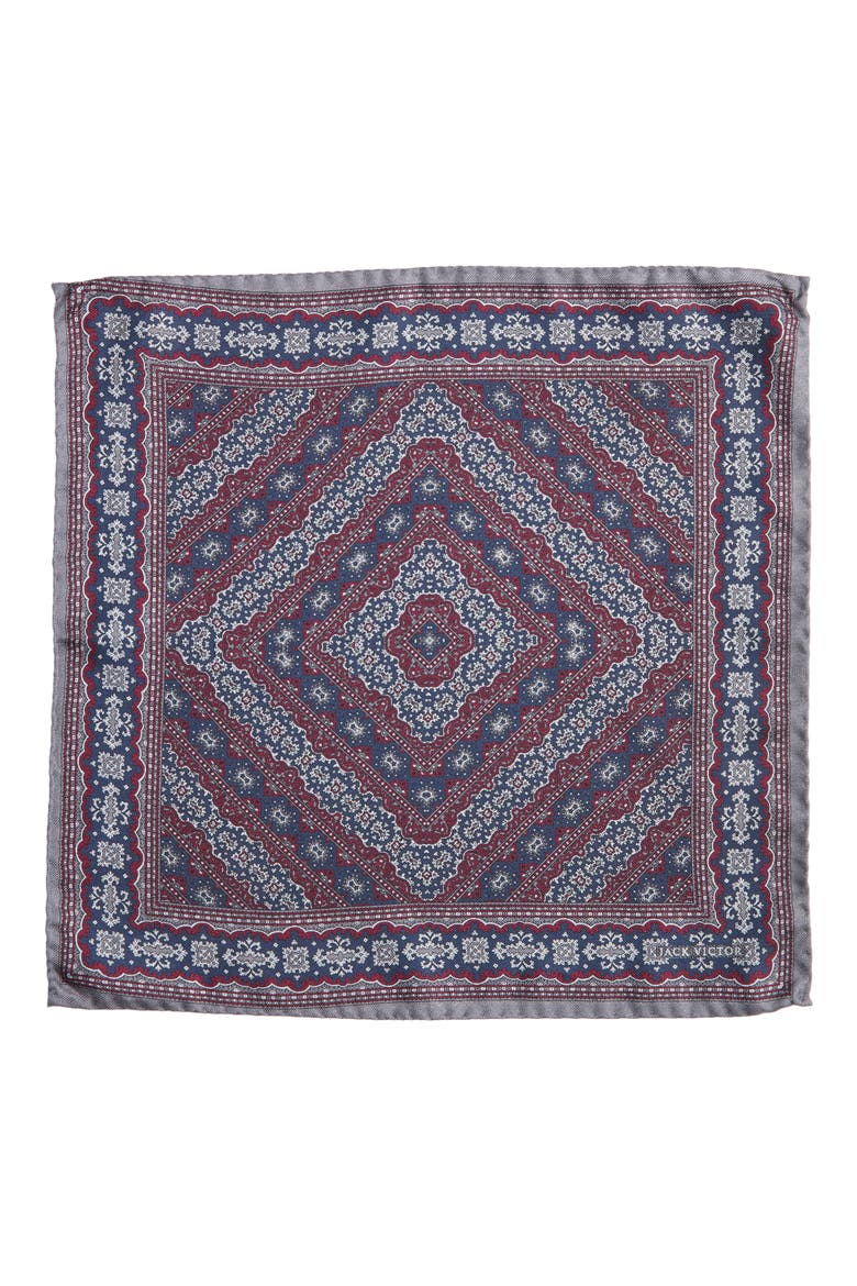 Paisley Pocket Square, Alternate, color, BORDEAUX