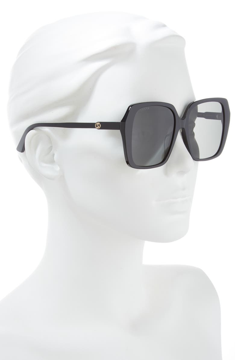 Gucci 56mm Oversize Square Sunglasses, Alternate, color, Black Black Grey