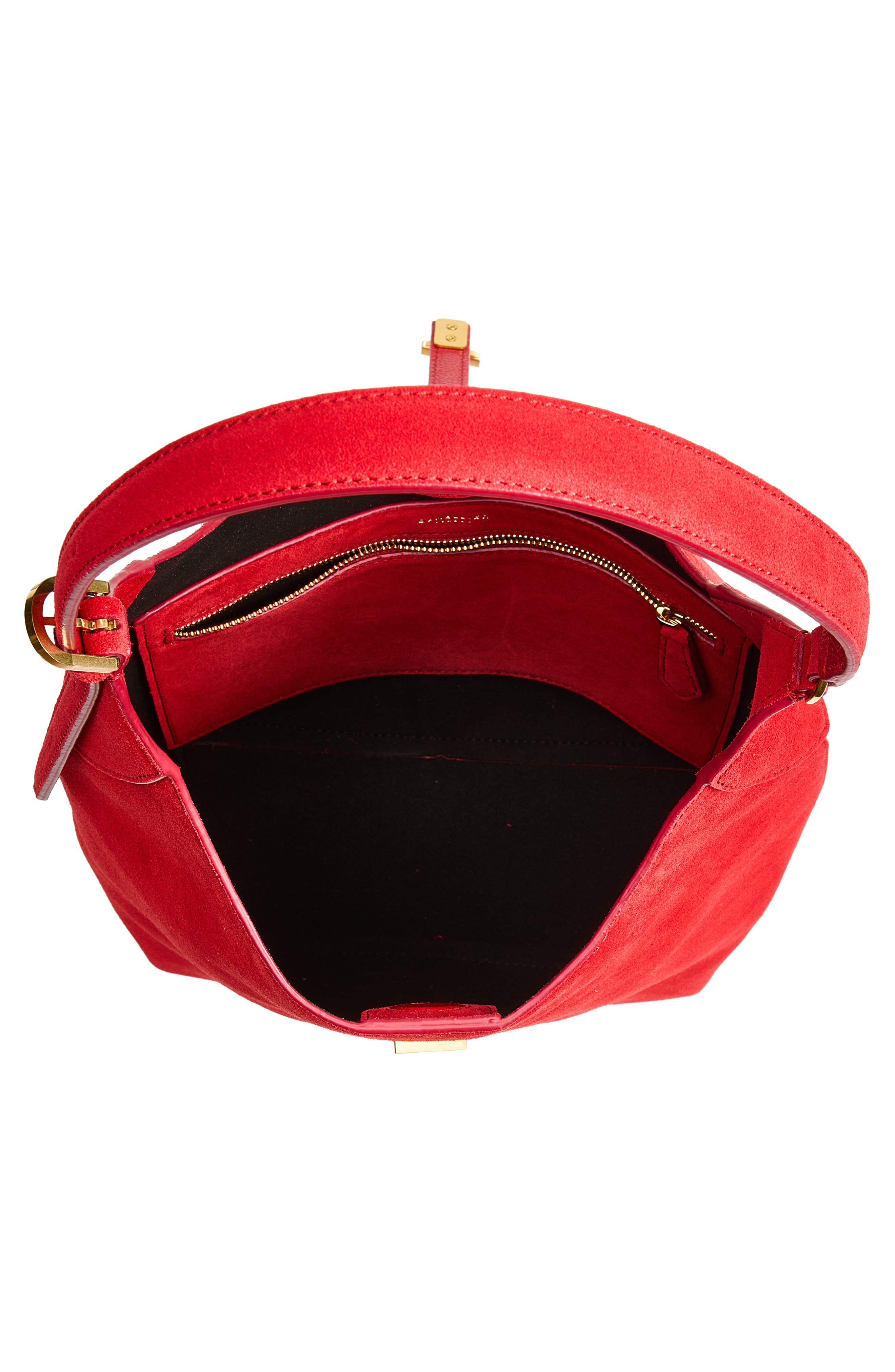 The Siena Suede Bucket Bag, Alternate, color, BERRY RED