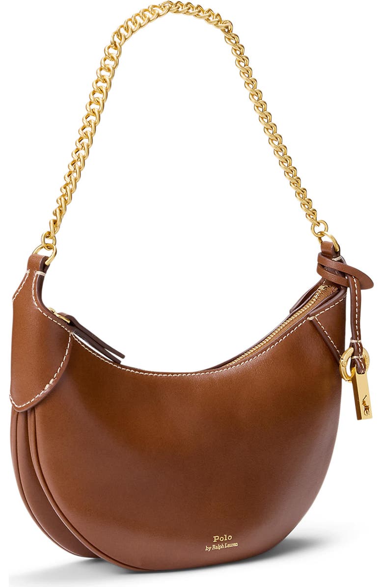 Polo Ralph Lauren Mini Polo ID Chain Leather Crossbody Bag, Alternate, color, Cuoio