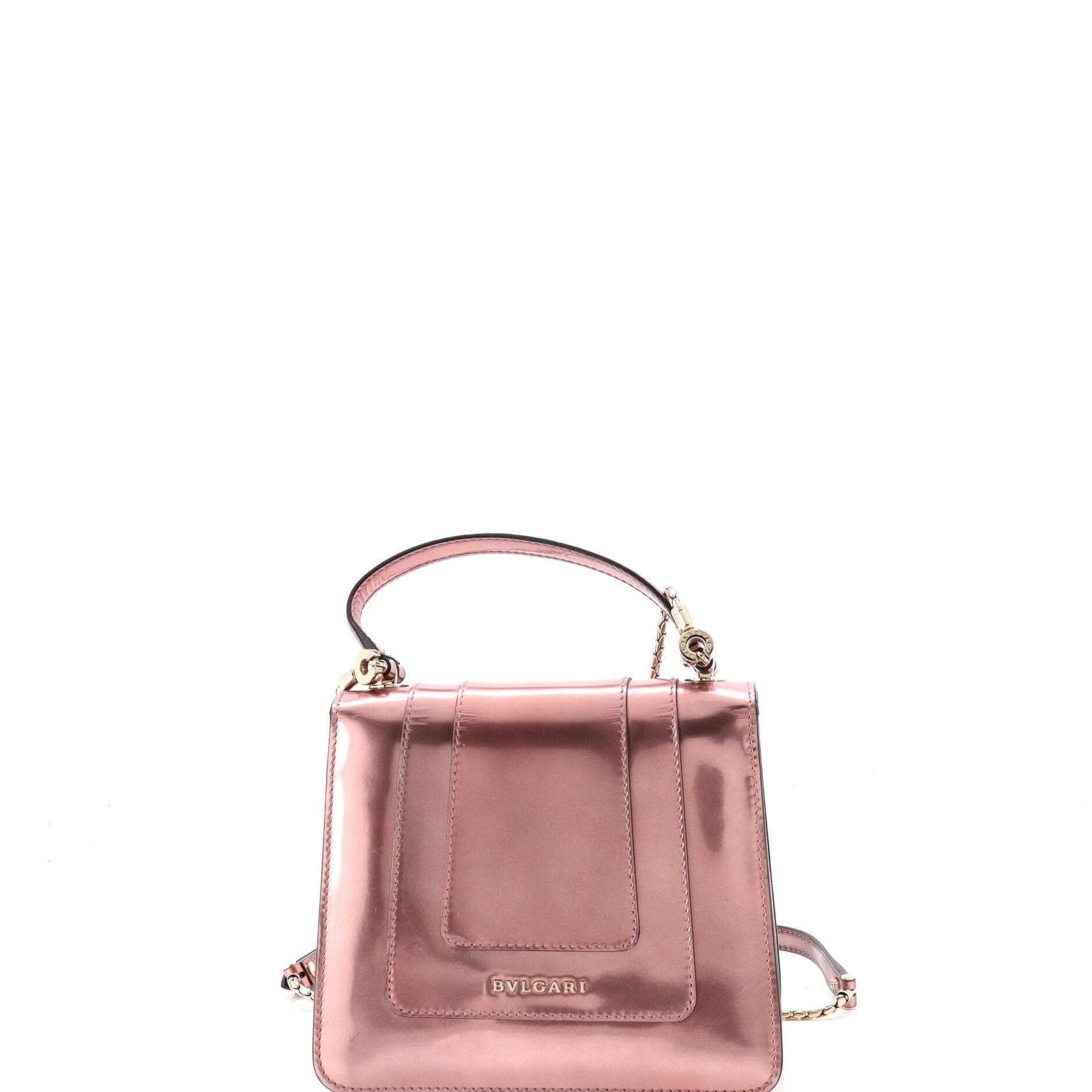 Serpenti Top Handle Bag Patent Small, Alternate, color, Metallic Silver