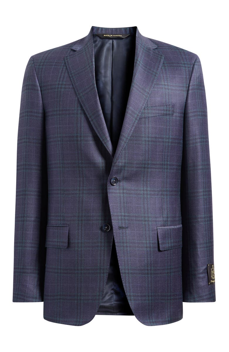 Heritage Gold Milano Contemporary Fit Purple Plaid Super 130s Wool Sport Coat, Alternate, color, Purple
