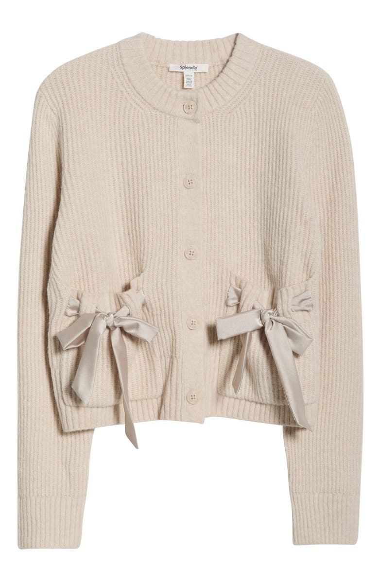 Splendid Stassi Satin Tie Cardigan, Alternate, color, Pale Oak White Heather