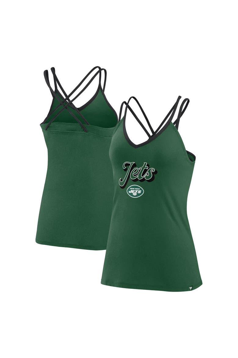 Women's Fanatics Branded Green New York Jets Go For It Strappy Crossback Tank Top, Alternate, color, Green