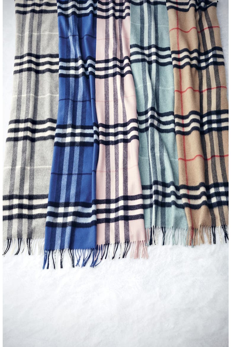 Giant Icon Check Cashmere Scarf, Alternate, color, BRIGHT MILITARY RED