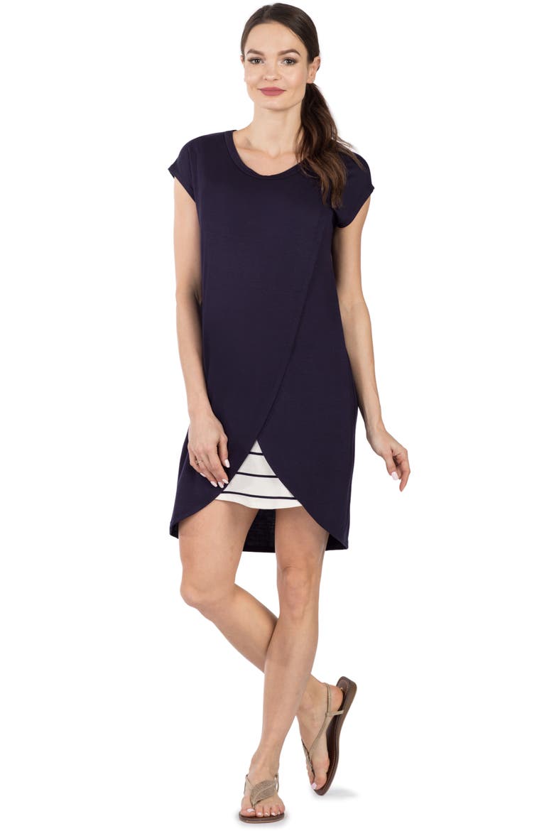 Lille Layered Maternity/Nursing Sheath Dress, Alternate, color, NAVY/ WHITE STRIPE