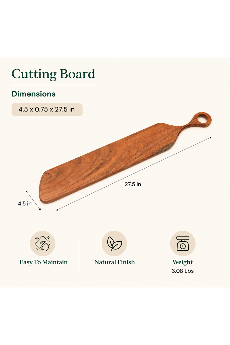 Long Handle Acacia Wood Cutting Board Chopping Board, Alternate, color, Natural Wood