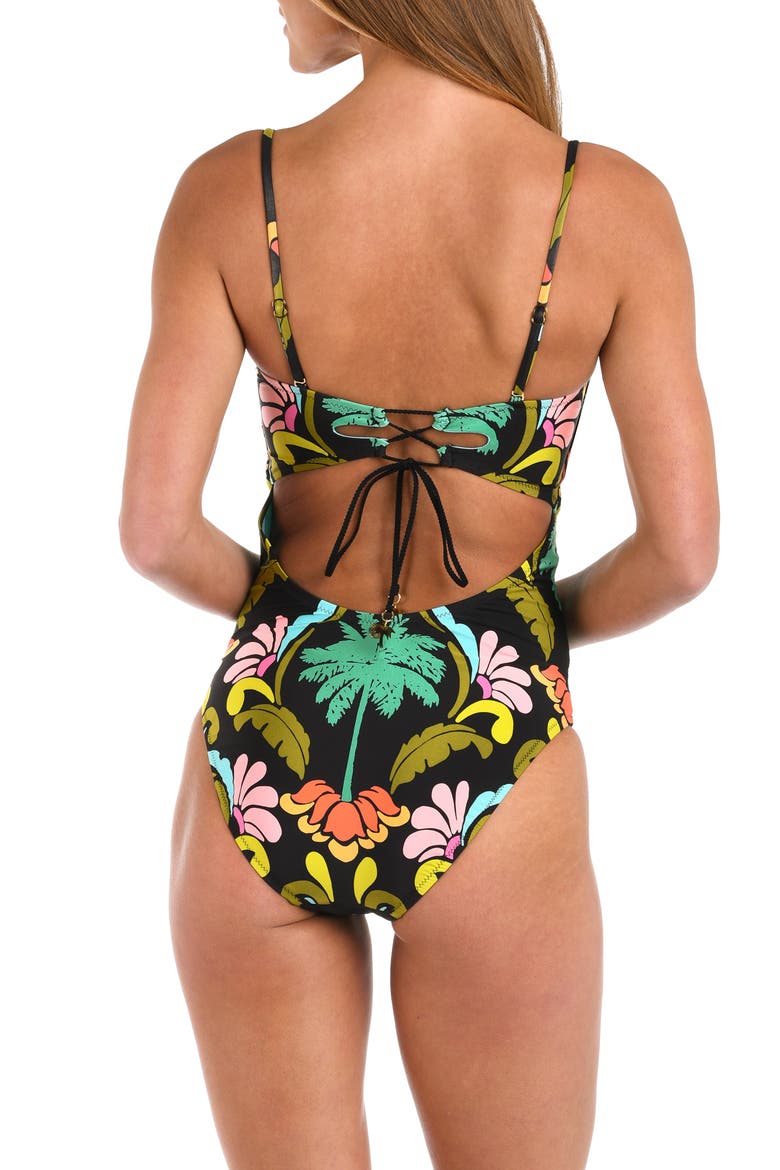 Mirage Bandeau One-Piece Swimsuit, Alternate, color, BLACK MULTI