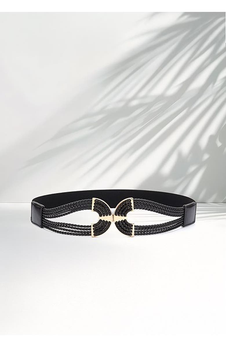 LASCANA Women's Symmetrical Buckle Waist Belt, Alternate, color, Black