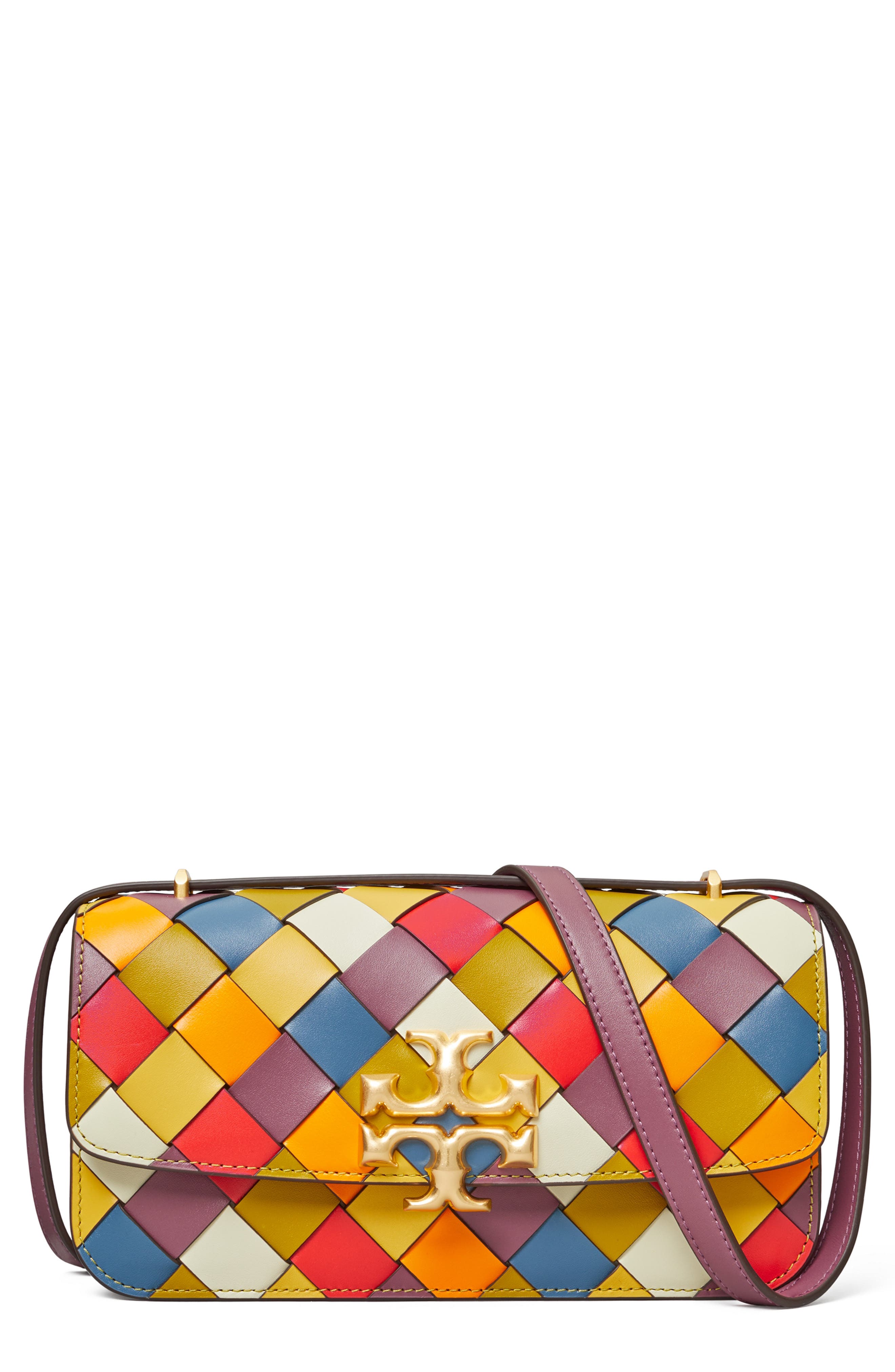 Tory Burch Small Eleanor East/West Woven Leather Convertible Shoulder Bag, Main, color, 