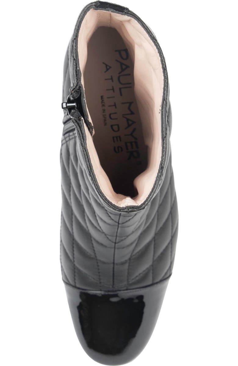 PAUL MAYER Tina Quilted Leather Bootie, Alternate, color, Black/ Black Patent