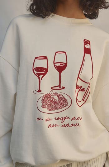 Red Wine Flocked Sweatshirt