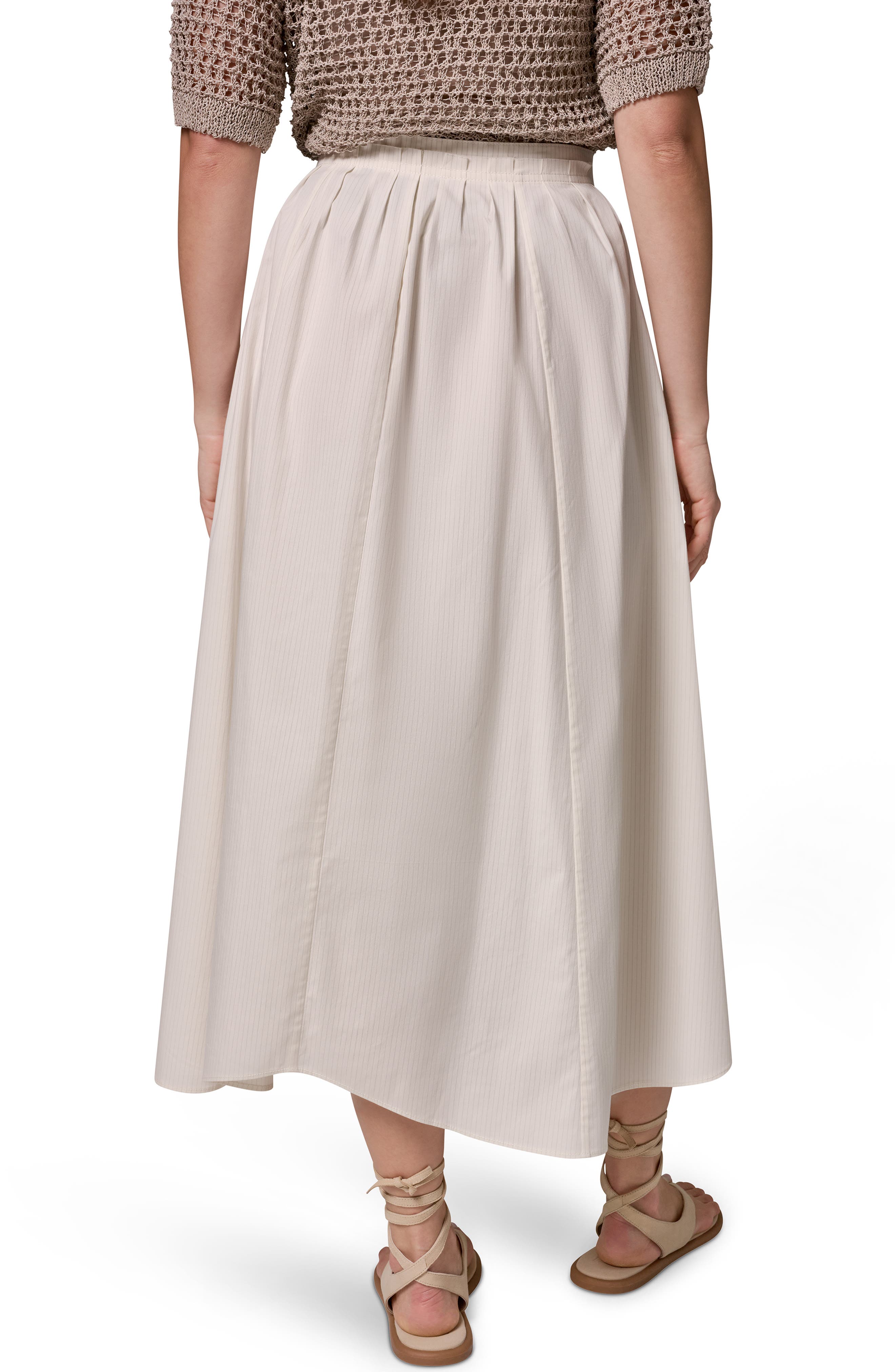 Pleated Stretch Poplin Midi Skirt - image 2