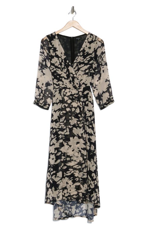 Area Stars Night Bouquet Long Sleeve Dress In Black/grey