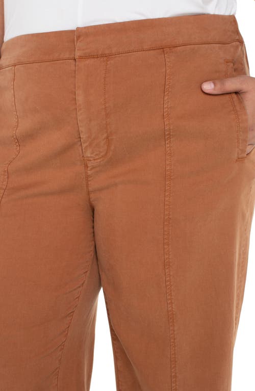 Liverpool Los Angeles Elastic Back High Waist Wide Leg Twill Pants In Brown