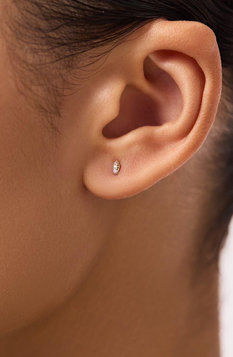 Ana Luisa Gold Stud Earrings - Mini Diamond Navette Studs, Alternate, color,