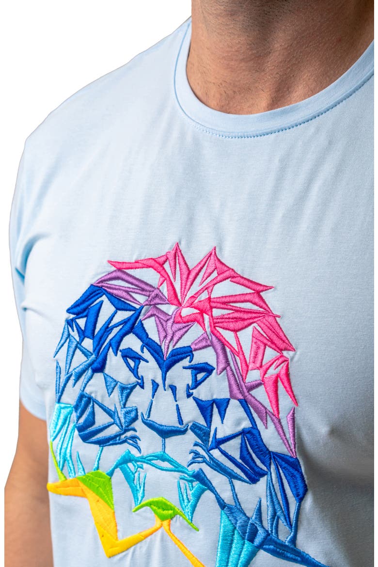 Lion Face Embroidered T-Shirt, Alternate, color, BLUE