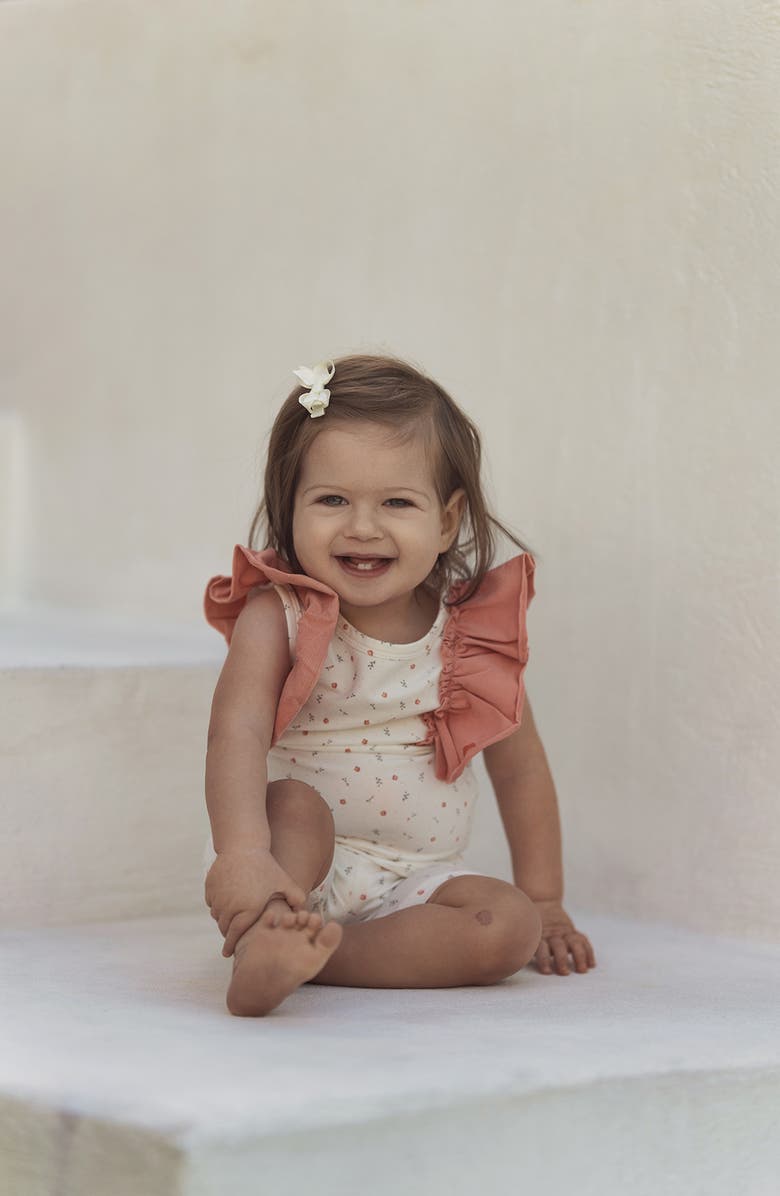 Manière Petals & Polka Dots Flutter Sleeve Top & Shorts Set, Alternate, color, 