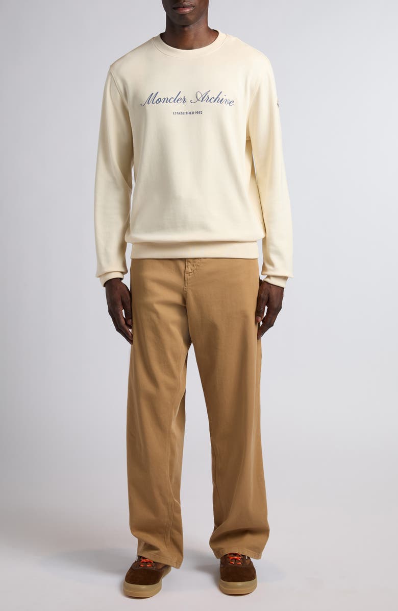 Moncler Logo Embroidered Sweatshirt, Alternate, color, Anchor Grey