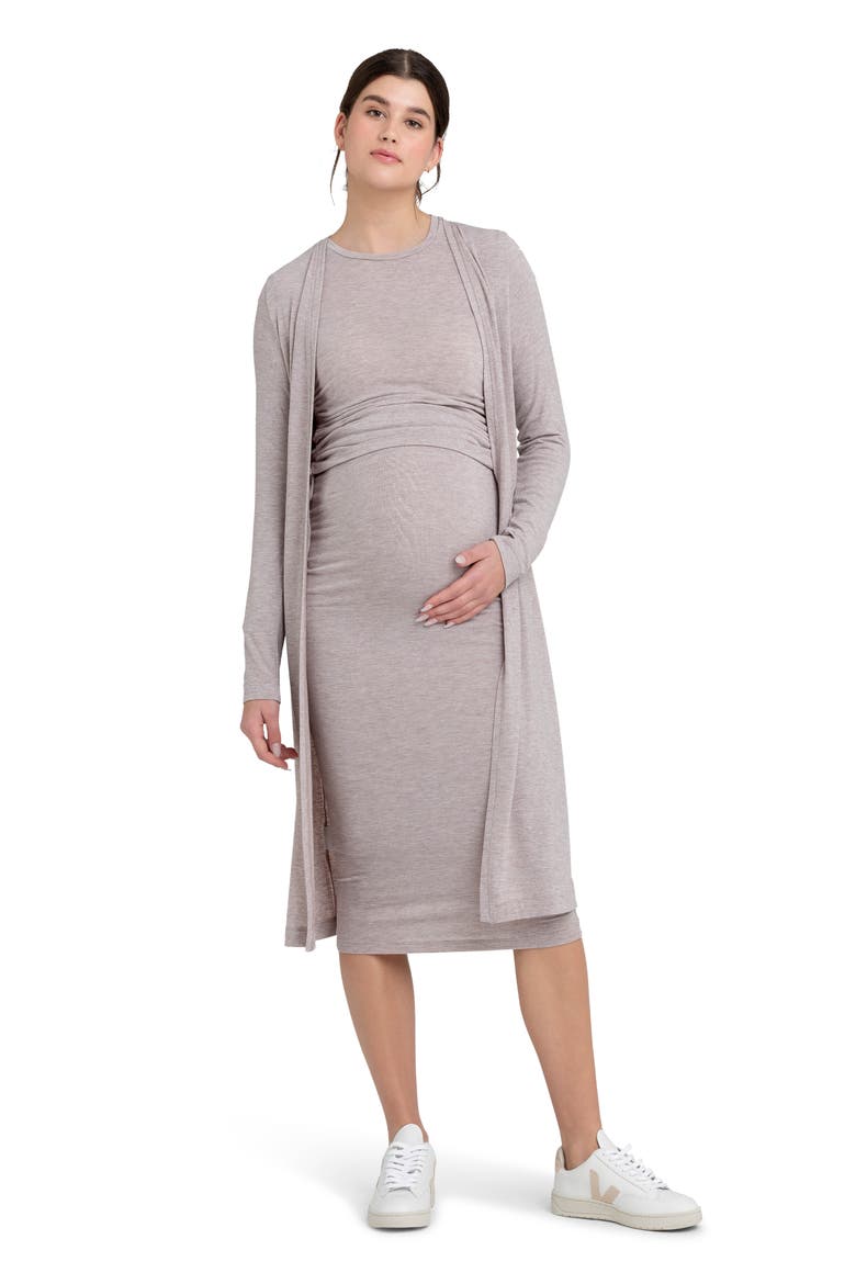 Nina Longline Maternity Cardigan, Alternate, color, SAND