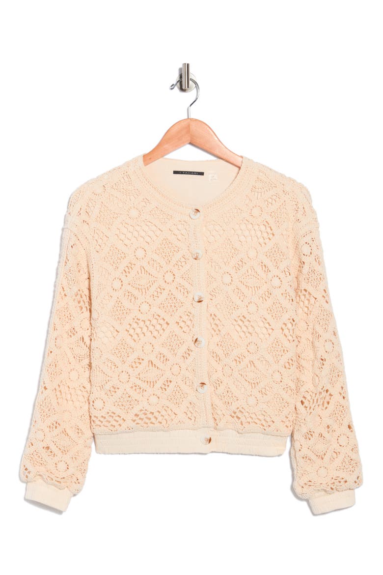 Crochet Knit Button Front Jacket, Alternate, color, IVORY