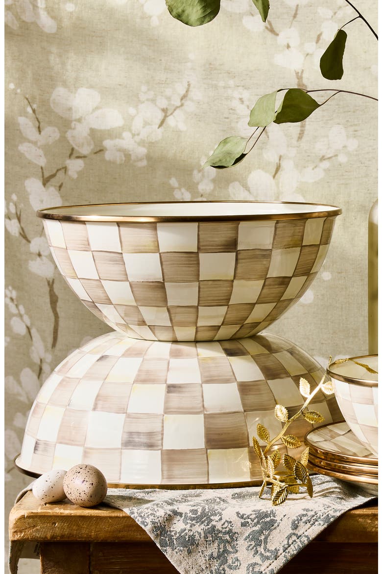 Mocha Check Large Everyday Bowl, Alternate, color, MOCHA