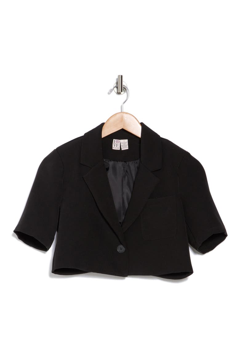 Ryder Short Sleeve Crop Blazer, Alternate, color, BLACK