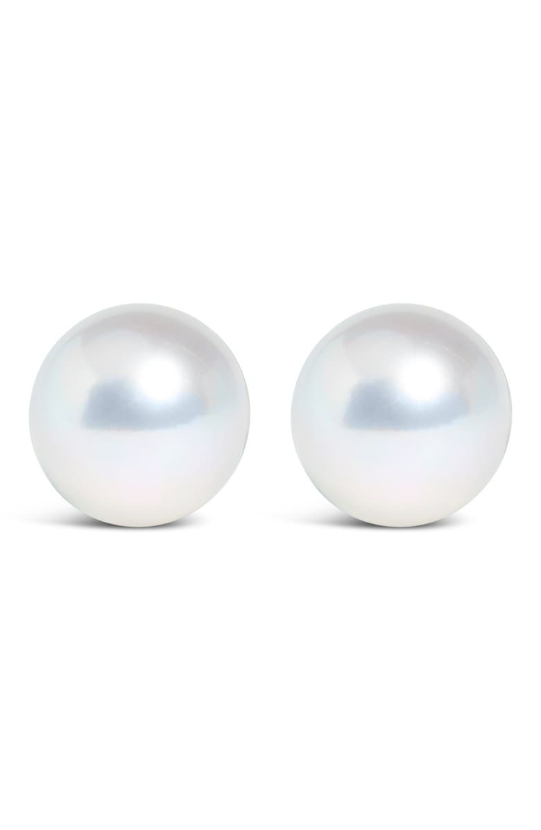 Haus of Brilliance 14K Gold 6.5-7MM Cultured Freshwater Pearl Solitaire Stud Earrings, Alternate, color, White