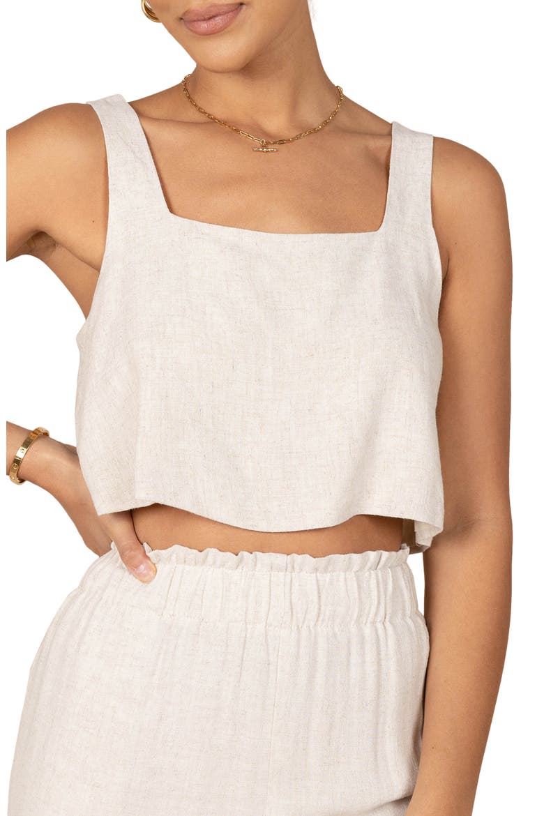 Eleanor Linen Crop Tank, Main, color, BEIGE