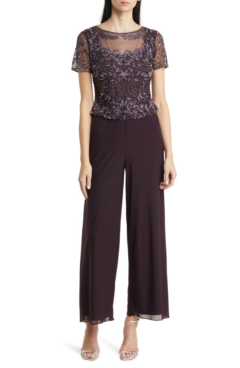 Pisarro Nights Beaded Jumpsuit, Main, color, New Wine 603