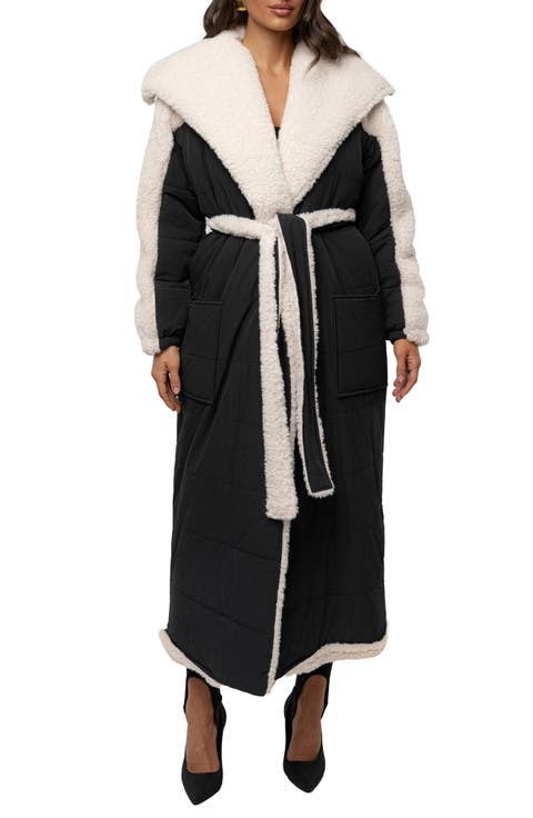 Quilted Longline Coat with High Pile Fleece Lining