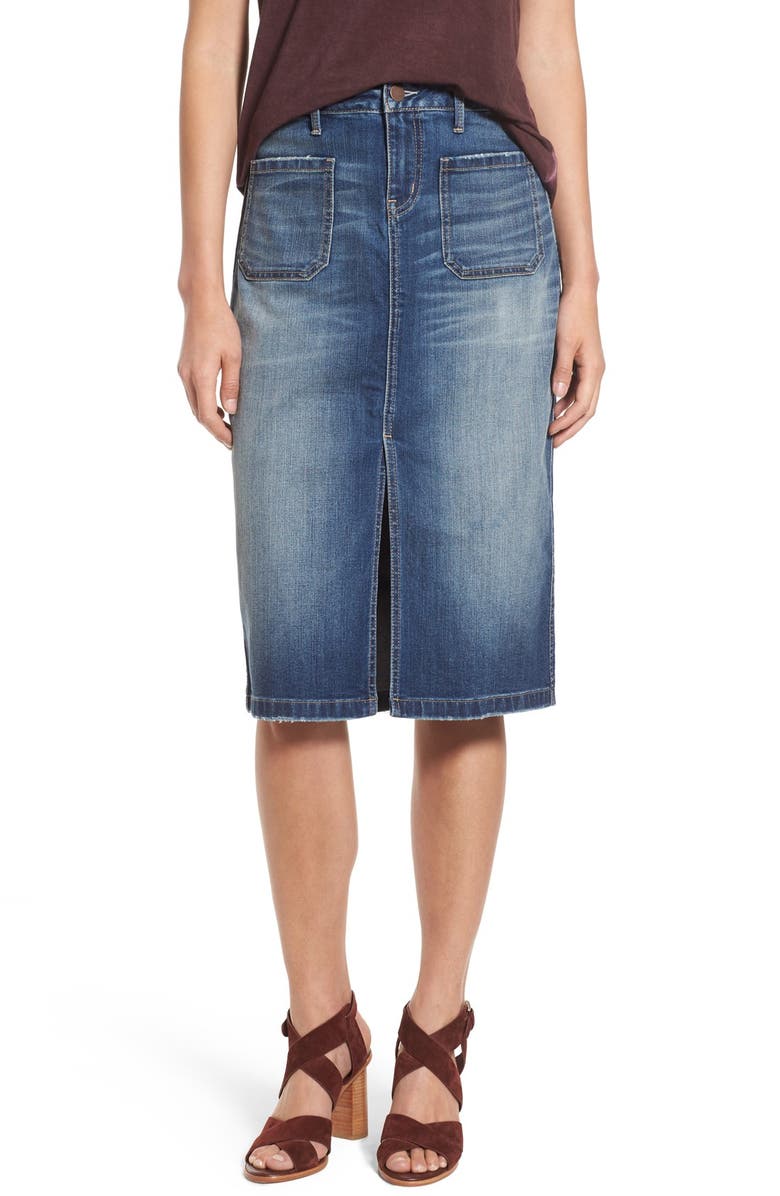 Hinge Denim Pencil Skirt, Main, color, 