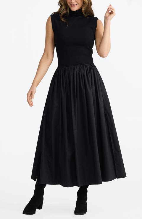 Mayflower Mixed Media Stretch Cotton Dress