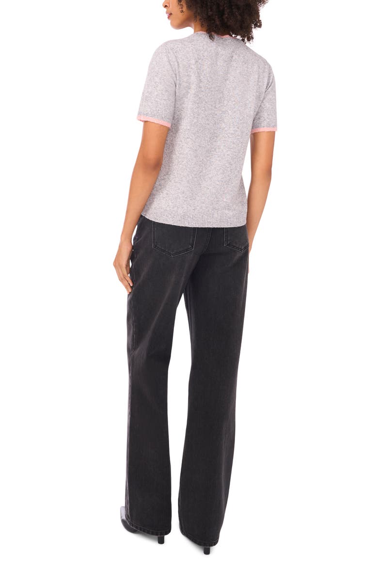 Double Crewneck Short Sleeve Sweater, Alternate, color, GREY HAZE HEATHER
