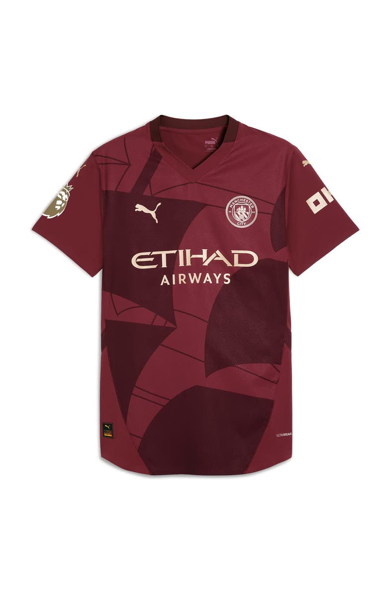 PUMA Men's Puma Erling Haaland Burgundy Manchester City 2024/25 Third Authentic Player Jersey, Alternate, color, 