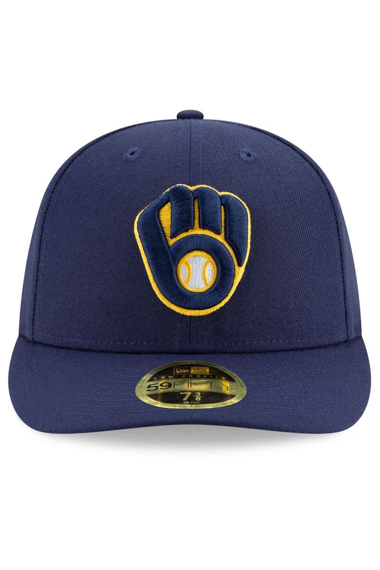 Men's New Era Navy Milwaukee Brewers Authentic Collection On-Field Low Profile 59FIFTY Fitted Hat, Alternate, color, NAVY