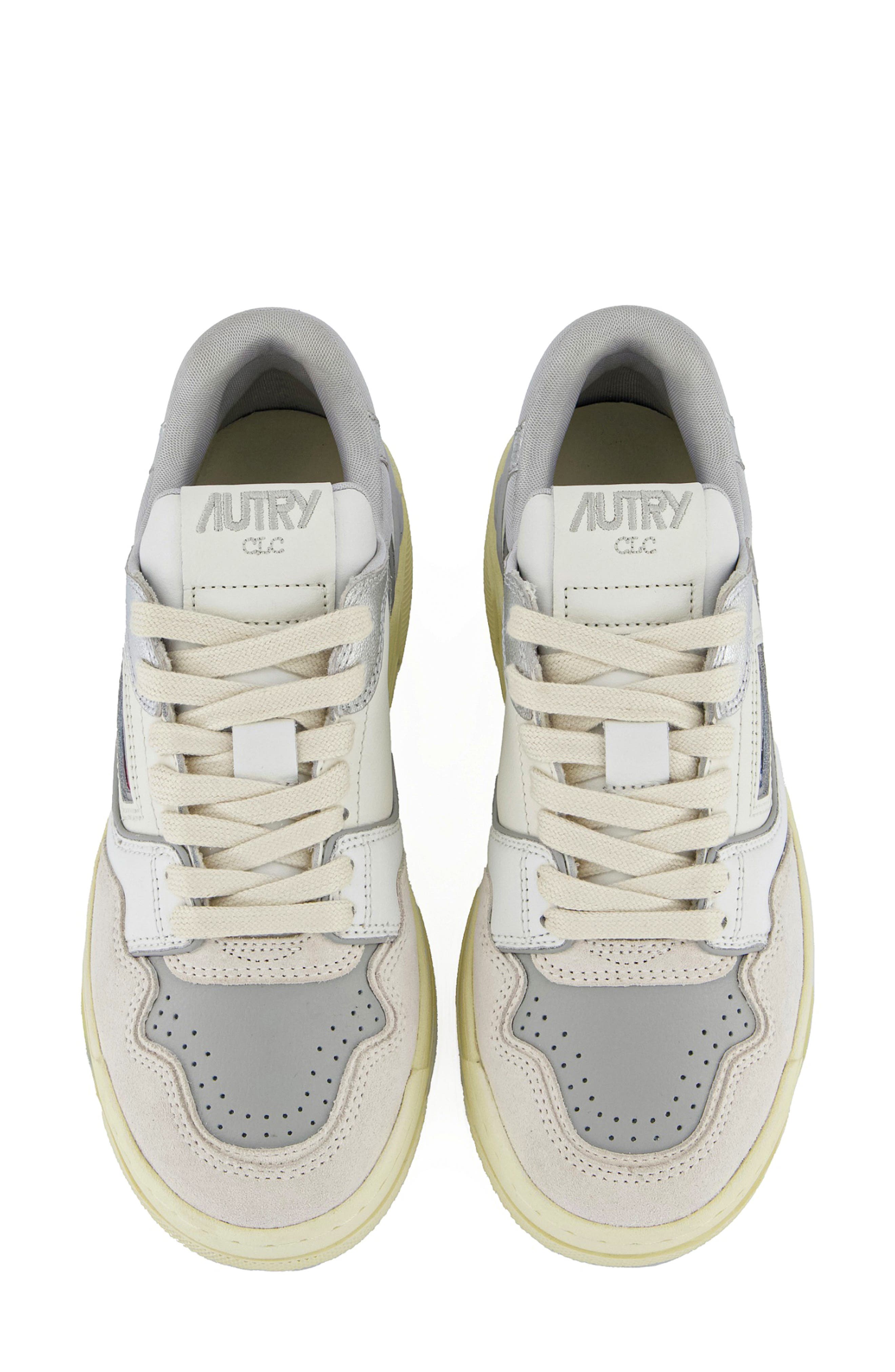 AUTRY CLC Mixed Media Low Top Sneaker, Alternate, color, Silver/ Vapor