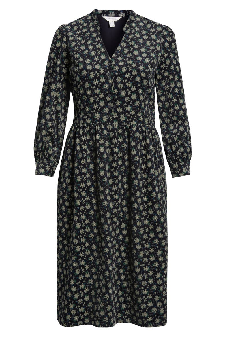 Rose Cottage Floral Long Sleeve Corduroy Midi Dress, Alternate, color, SMUDGE FLORAL ONYX