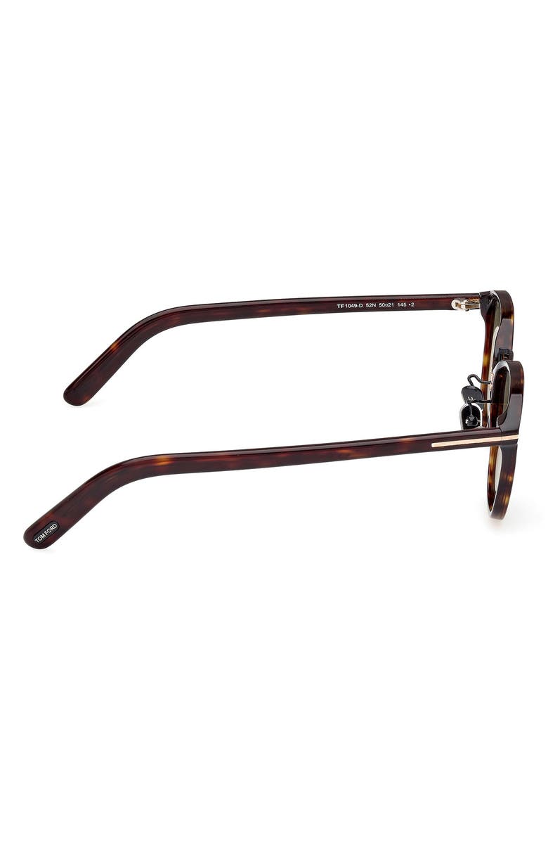 TOM FORD 50mm Square Sunglasses, Alternate, color, Dark Havana / Green