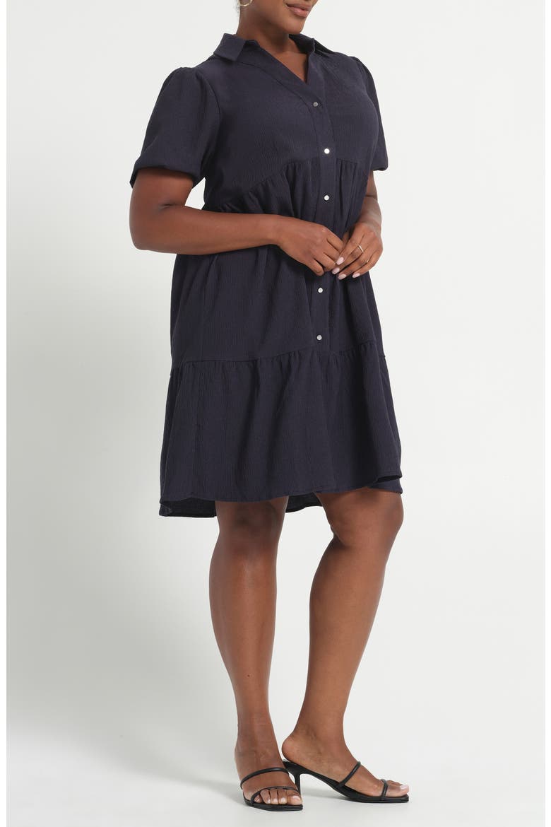 Abbigail Short Sleeve Tiered Dress, Alternate, color, NAVY
