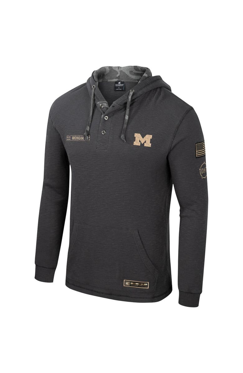 COLOSSEUM Men's Colosseum Charcoal Michigan Wolverines OHT Military Appreciation Henley Pullover Hoodie, Alternate, color, 