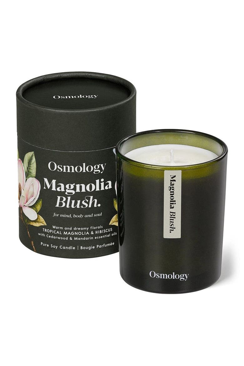 Magnolia Blush Scented Candle - Magnolia, Hibiscus, Cedarwood and Mandarin, Main, color, black