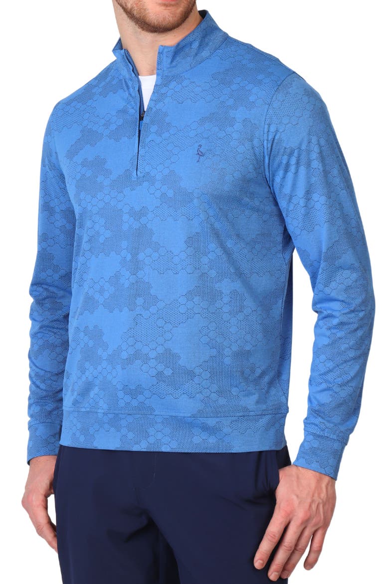 Honeycomb Textured Performance Quarter Zip Pullover, Alternate, color, BLUE